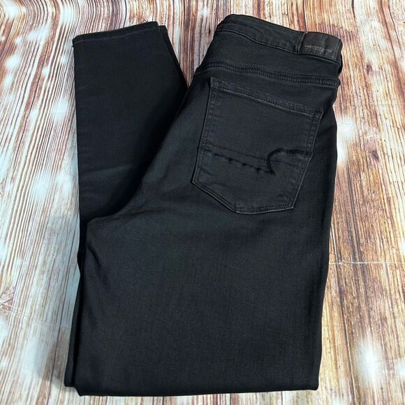 American Eagle Outfitters Denim - American Eagle SUPER HI RISE JEGGING Size 12 Short Black Jeans Denim Pants 30x27